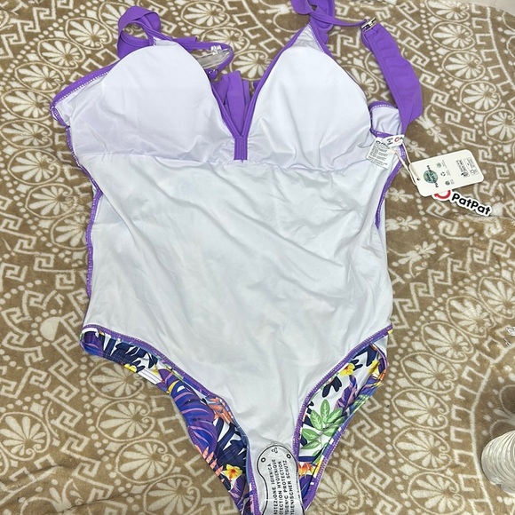 PatPat Purple One Piece Swimwear with Ruffled Straps - Picture 8 of 14
